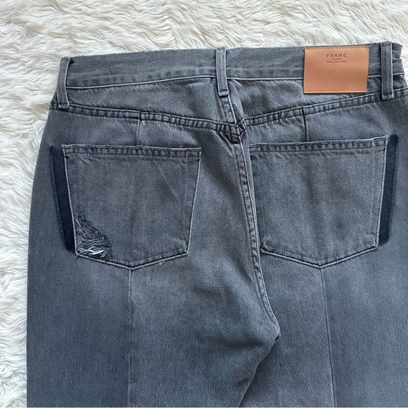 Frame Jeans Denim Nouveau Le Mix Straight Leg Crop Distressed Raw Hem Gray 32 - Picture 7 of 14